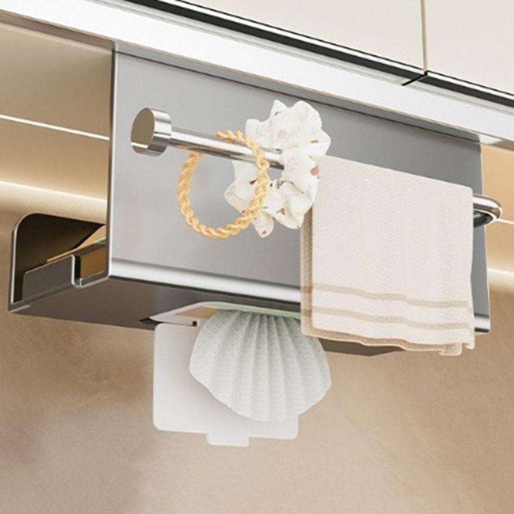 Carbon Steel Under Cabinet Paper Towel Holder Wall Mounted Roll Paper Holder Bathroom