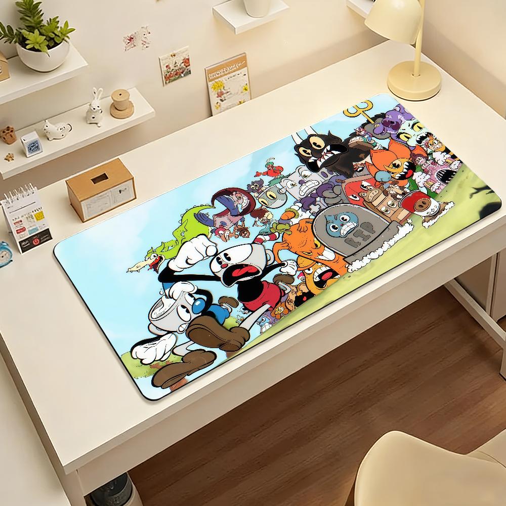 Tappetino Mouse da Gioco Grande Antiscivolo Bordi Cuciti Tappetino da Scrivania Vintage Cartoon Cuphead per Lavoro, Gioco e Uso Quotidiano