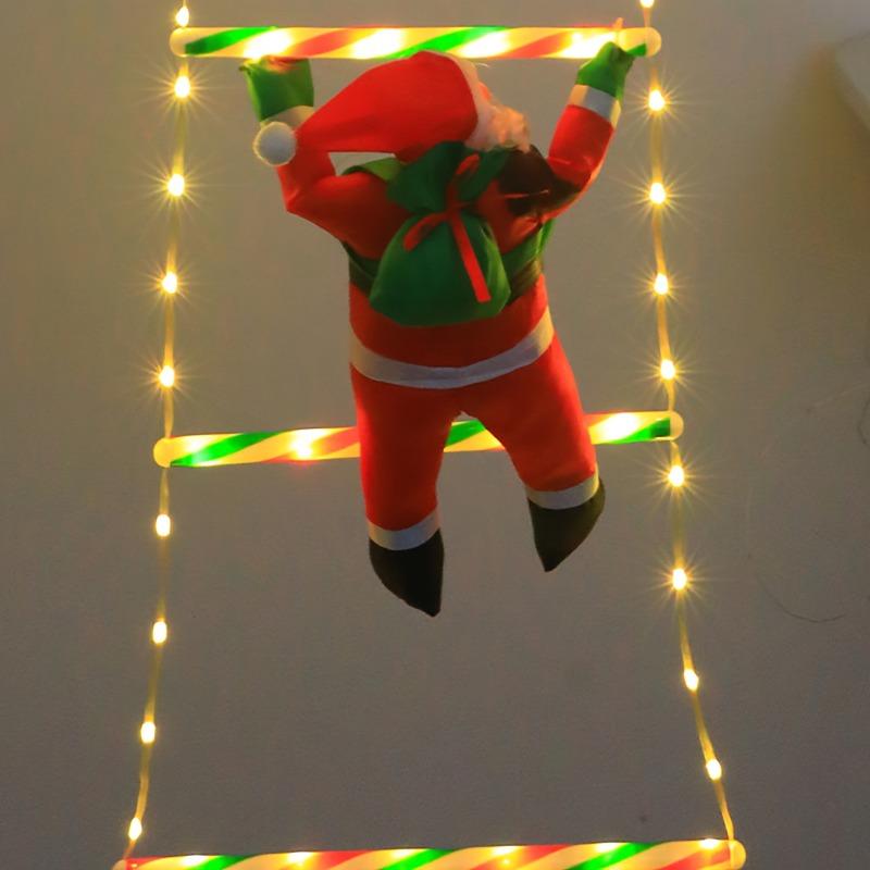 1.7m/3m LED Christmas Santa Climbing Ladder Lights Outdoor 3m Christmas Decorative Ladder Track Light with Santa Claus Xmas 2025
