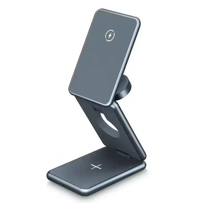 Alloy 3 in 1 Wireless Charger Stand Magnetic Fast Charging Station For iPhone 16 15 14 13 Pro Max Samsung  Watch