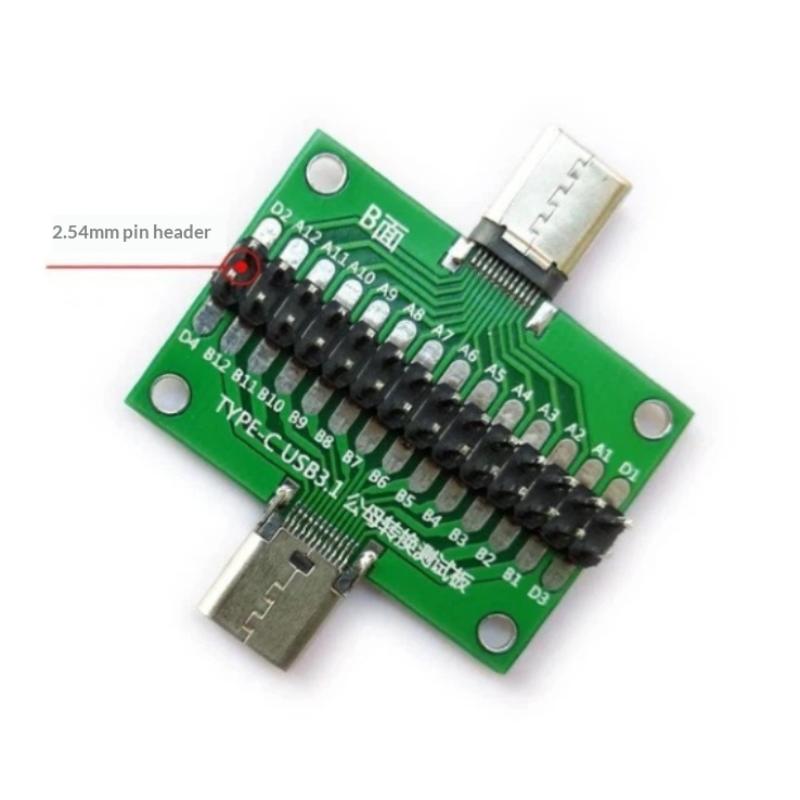 1Pcs Type C 24P 2.54Mm Connector Socket Type-C Male To Female Usb 3.1 Test Pcb Board Adapter For Data Line Wire Cable Transfer