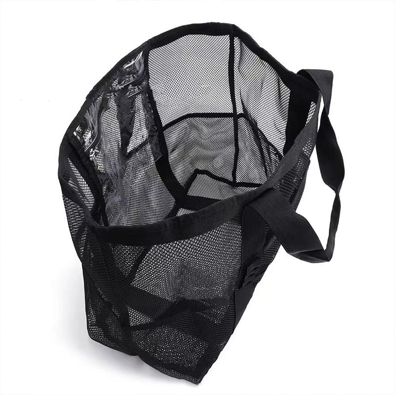 Large Capacity Beach Bag Mesh Beach Tote Bag Portable Folding For Shopping Swimming Camping Handbag Swim Pool Bag For Trip