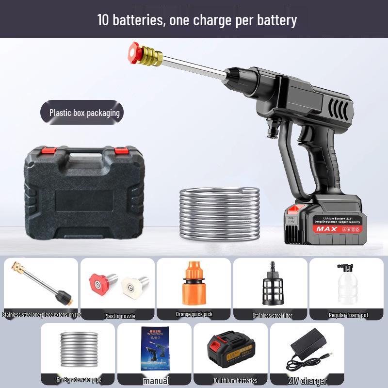 Portable High-Pressure Cordless Car Washing Gun with Lithium Battery