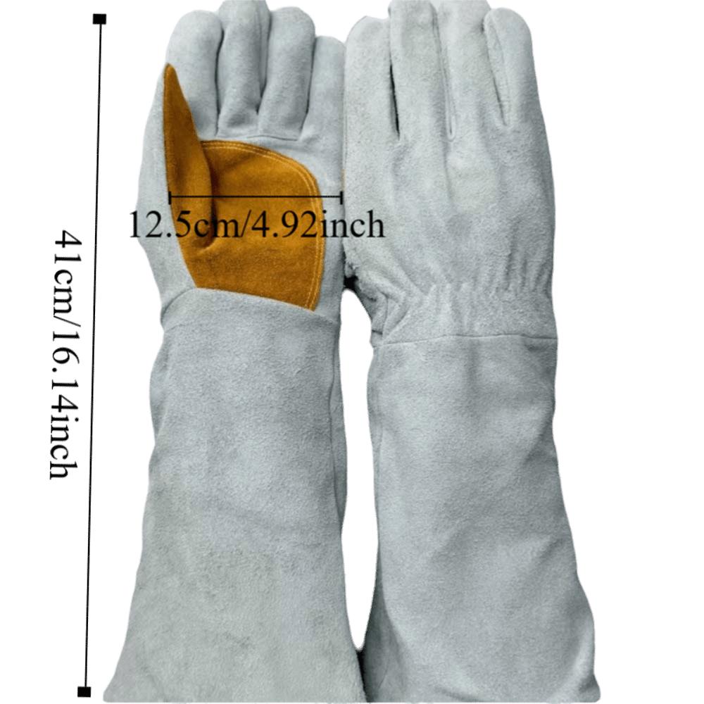 Cowhide Heat Resistant Gloves Durable Thick Leather Gloves Protective Gloves  Welding Work