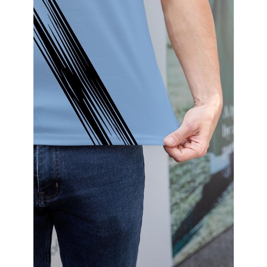 2026 Summer New Style Men's Short-Sleeved Polo Shirt with 3D Vertical Pattern Print - Street Casual