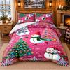 Christmas 3Pcs Bedding Set 1 Bed Sheet 2 Pillowcases Printed Bedroom Bedding Holiday Gift