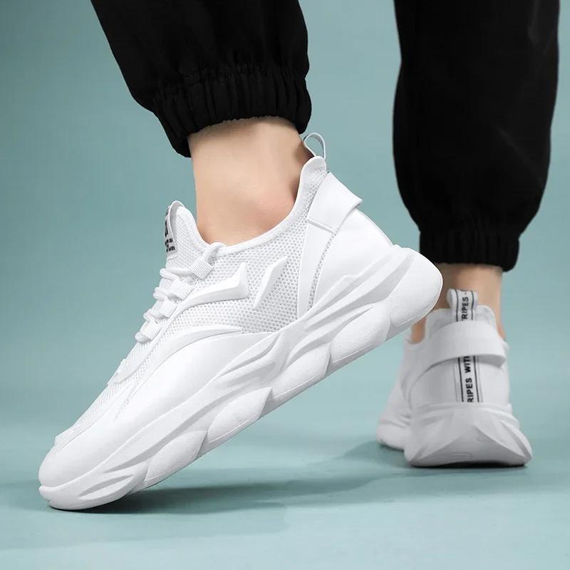 Letnie Oddychające Sneakersy Męskie Modne Outdoorowe Casualowe Sneakersy Męskie Projektanckie Czarne Uniwersalne Buty na Platformie Tenis Para Hombre