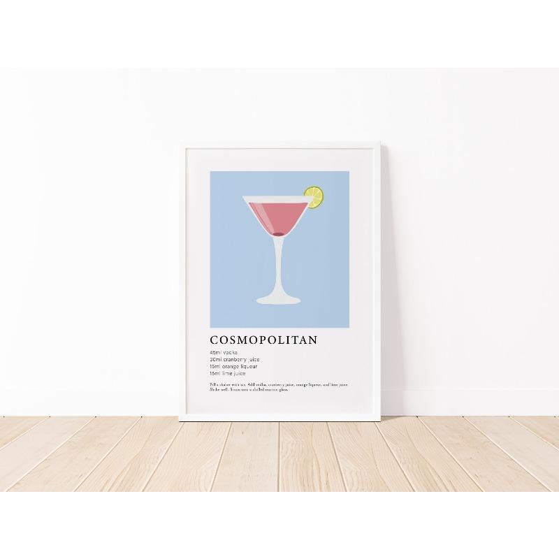 Modern Colorful Minimalist Alcohol Canvas Poster Cocktail Wall Art Aesthetic Drinks Print Kitchen Bar Living Room Decor