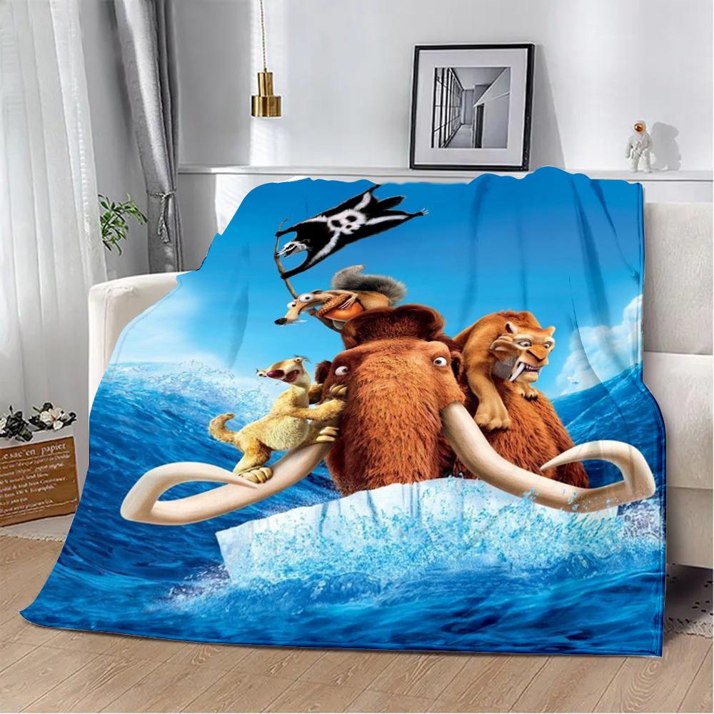 Printed Blanket Picnic Blankets Cartoon Ice Age Warm Blanket Soft and Comfortable Blanket Home Travel Birthday Gift