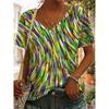 Women's T Shirt Graphic Basic Short Sleeve V Neck Regular Tops Daily Weekend Print Red Blue Green