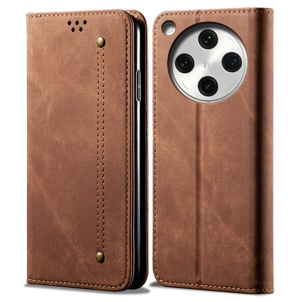 For Oppo Find X8 5G Case Jeans Cloth Texture Anti-Scratch Leather Stand Phone Cover