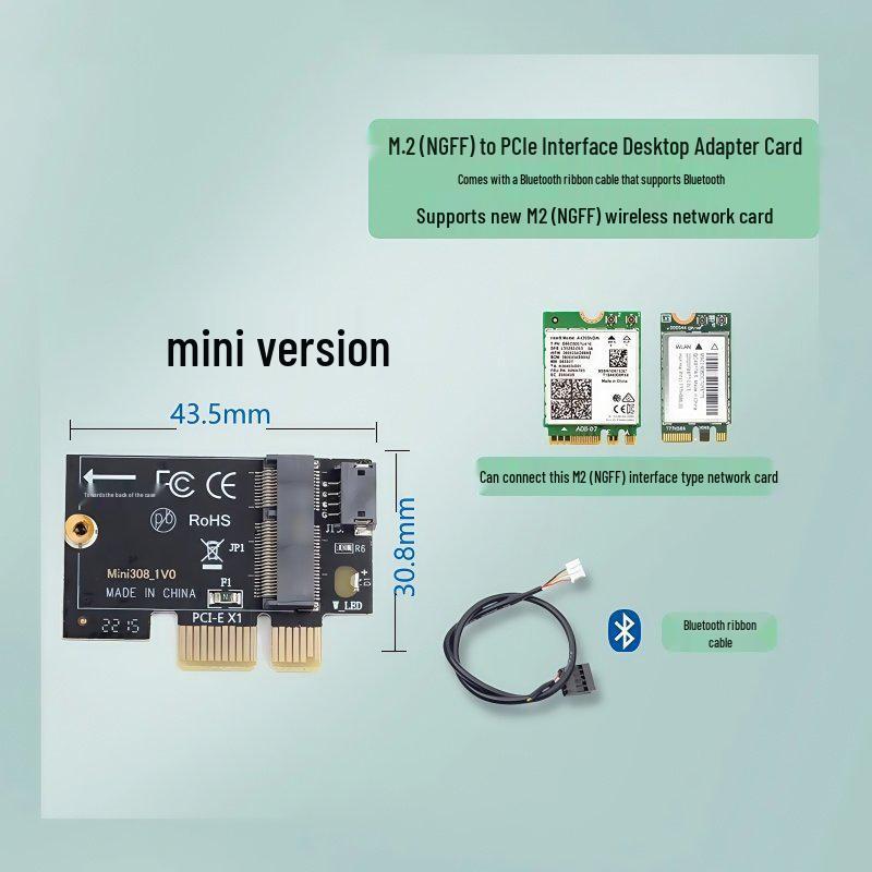 Desktop M.2 NGFF auf PCI-E Drahtlosnetzwerk- & Bluetooth-Karte AX210 200