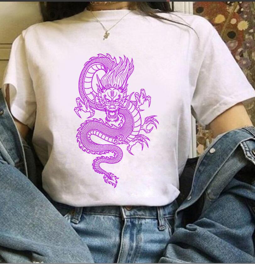 Damen Harajuku Y2K Oversized T-Shirt Drache Goth Anime Grafik-T-Shirt Vintage pro Choice Sommer Poly-Baumwoll-Set Oberteile