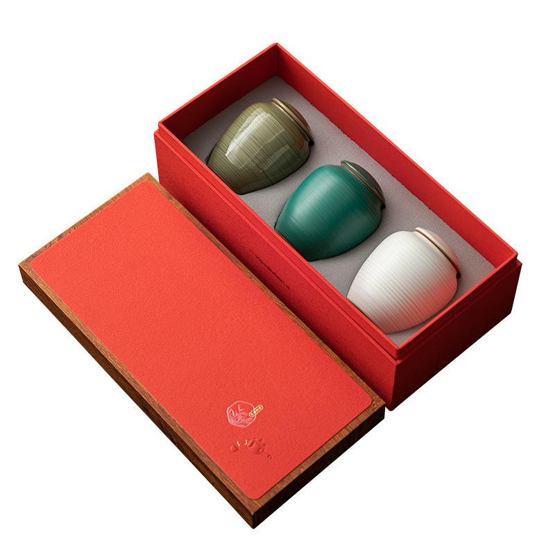 Ceramic tea cans, small cans, tea packaging gift boxes, black tea, green tea, Longjing broken silver packaging cans, empty cans