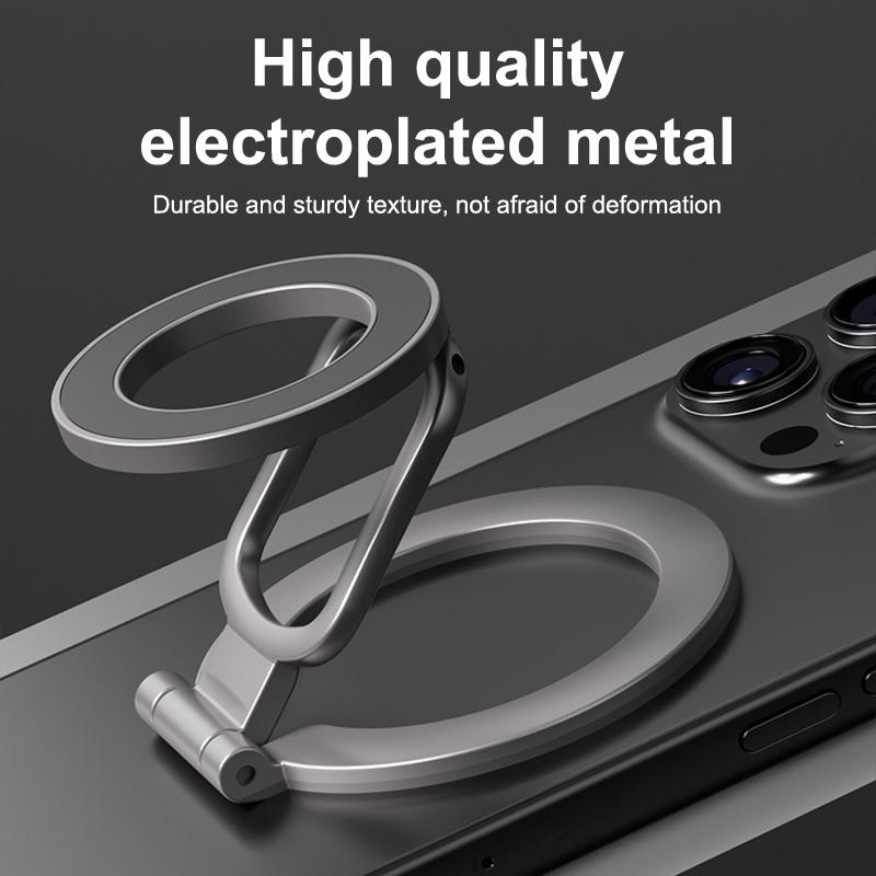 Doppelseitige Halterung Faltbarer 360° drehbarer Ständer mit starkem Magnet und Fingergriff-Unterstützung (Ganzmetallständer)