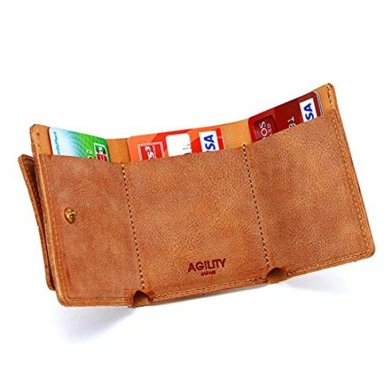 AGILITY affa "Lion" Mini Wallet, Tri-fold Wallet, Ultra-Small Leather Wallet, Genuine Leather, Mini, Small, Thin