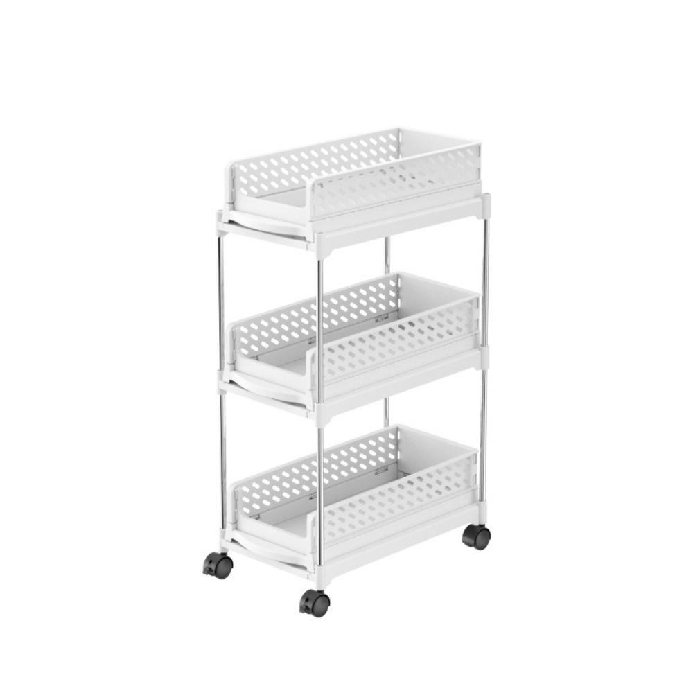 Pull-Out Design Mobile Storage Rack Tiered Structure Space-Saving Wheeled Organizer Multi-Layer Large Capacity