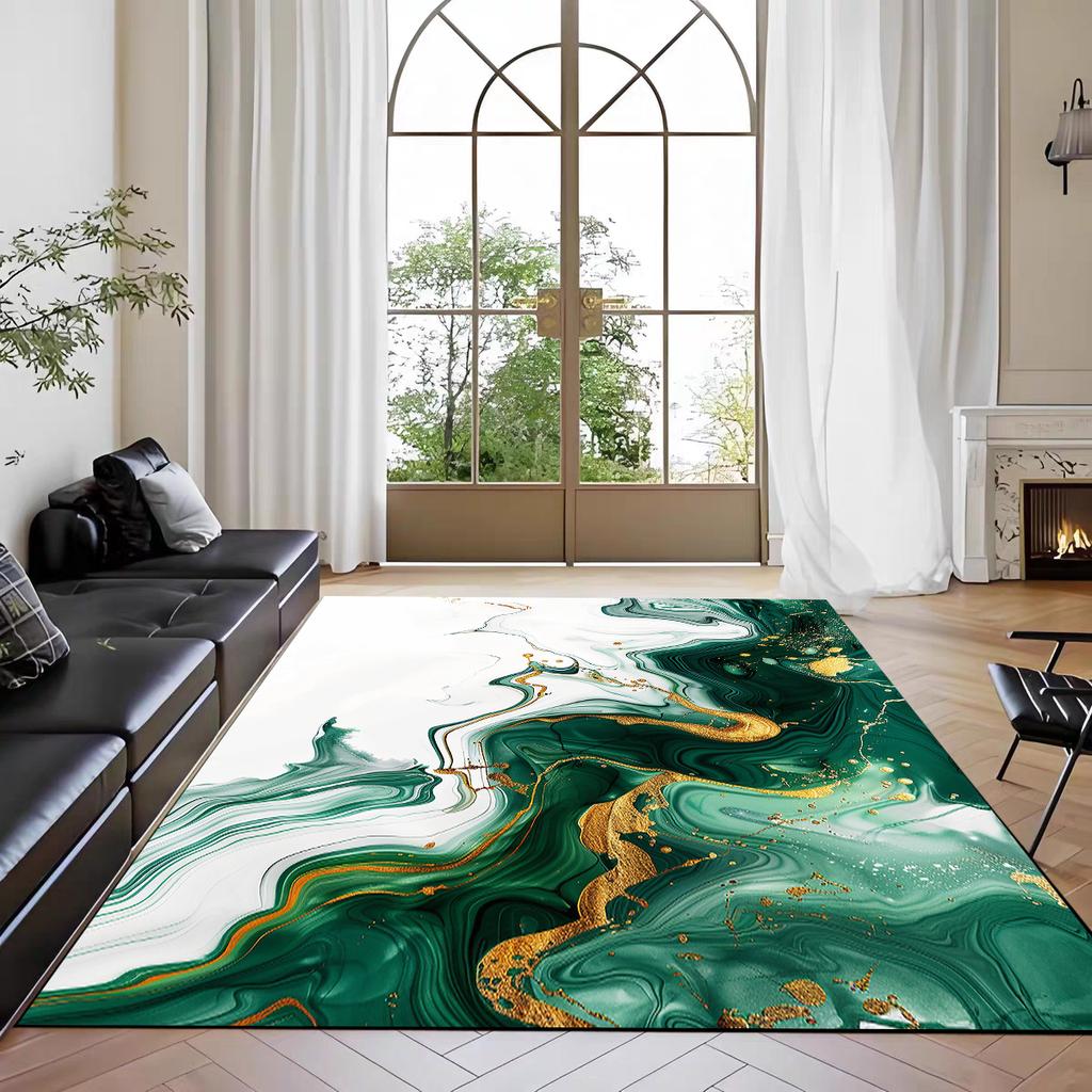 Modern Luxury Marble Carpets for Living Room Decor Fashion Gold Wire Sofa Side Coffee Tables Mat Non-slip Washable Bedroom Rugs