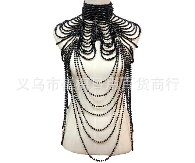 New fashion jewelry leather multi-layer women s pearl body chain sweet and cool