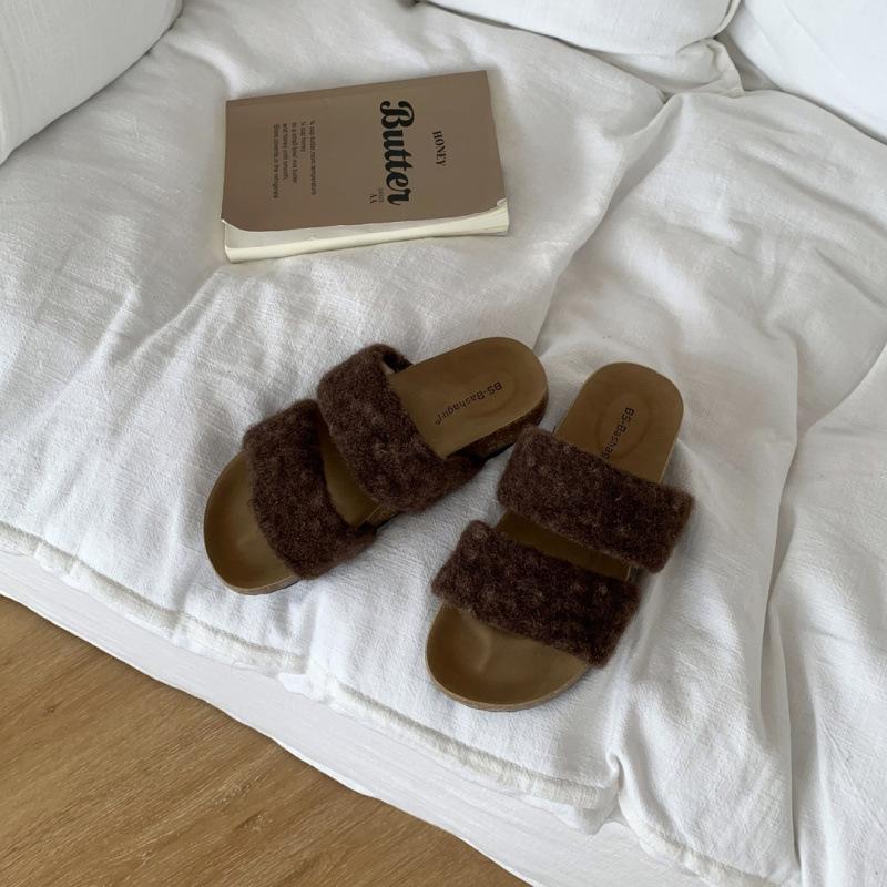 Soft Bottom Fluffy Slippers Women Wear Autumn and Winter 2025 New Internet Celebrity Muffin Bottom Piled Thick Bottom Cotton Drag Lazy Tide