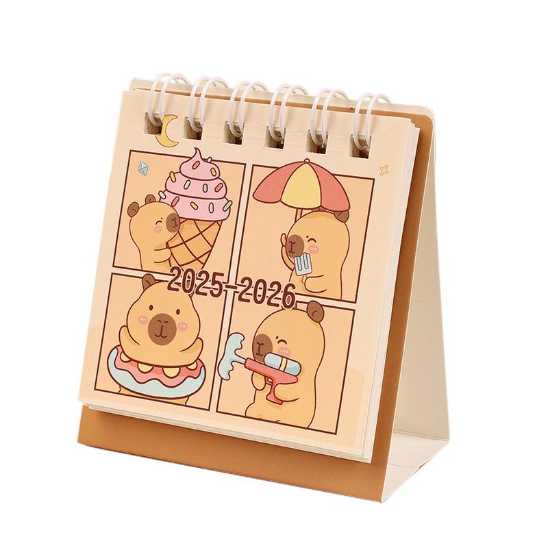 2026 Capybara Desk Calendar: Creative Cartoon Ornament & Student Memo Mini Gift