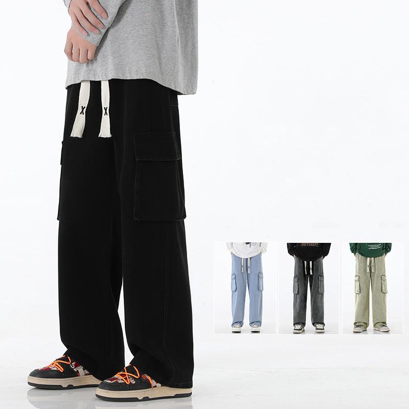 Autumn Men Cargo Jeans Baggy American High Street Y2K Pocket Overalls Fashion Streetwear Vintage Wide Leg Pants