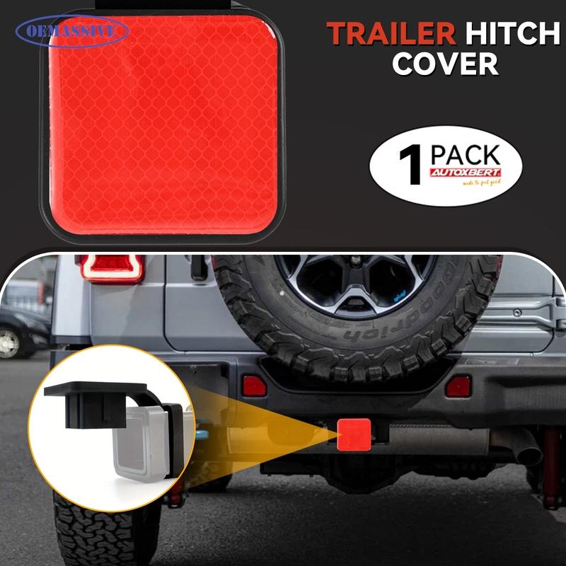 For Ford Toyota Jeep Nissan Chevrolet Ram Dodge 2'' Inch Safety Reflector Trailer Hitch Cover Tube Cap Plug Red for Receiver