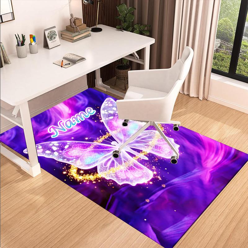1PC Custom Name Butterfly Dreams Theme Floor Mat Ideal for Living Room, Game Rooms, Office, Bedroom,Floor Mat Playful Design