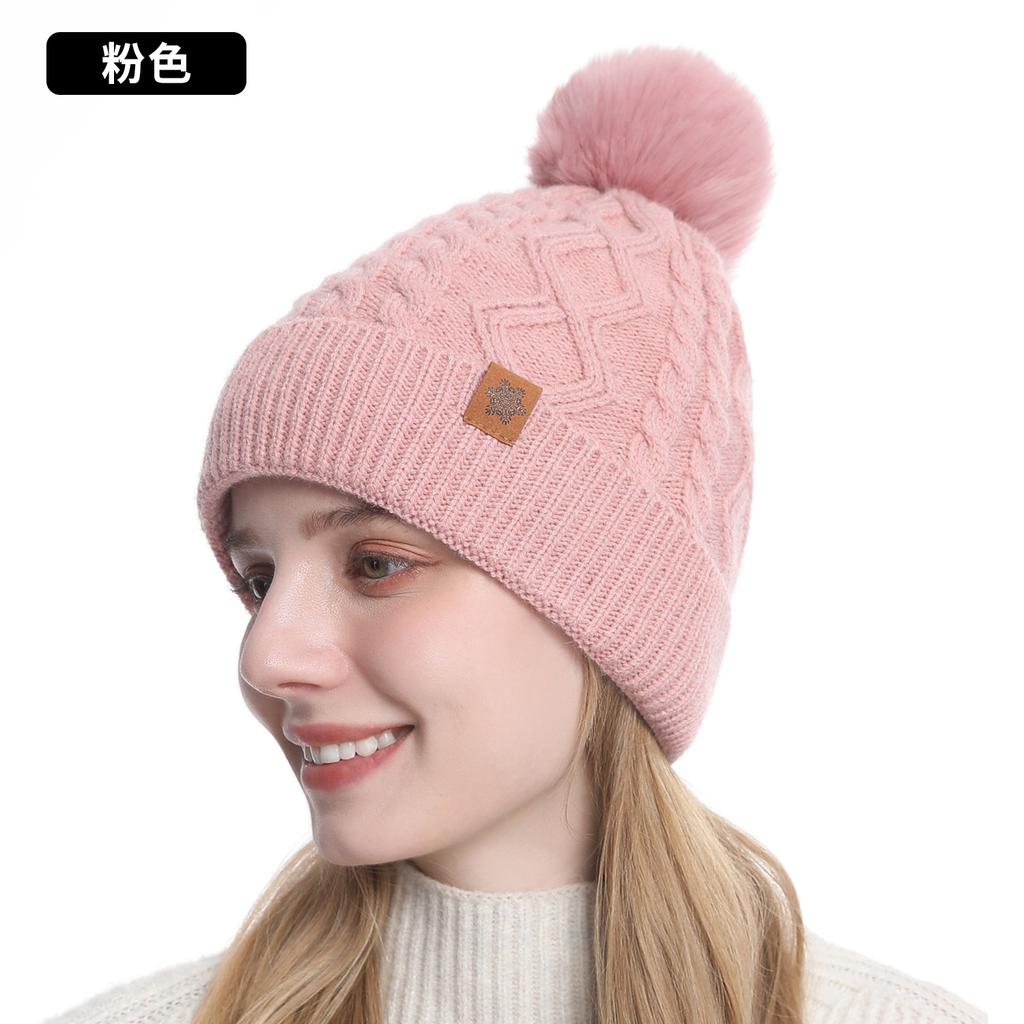 Knitted hat, scarf, gloves, three-piece set, women's winter velvet, warm outdoor riding, ear protection, wool, knitted hat