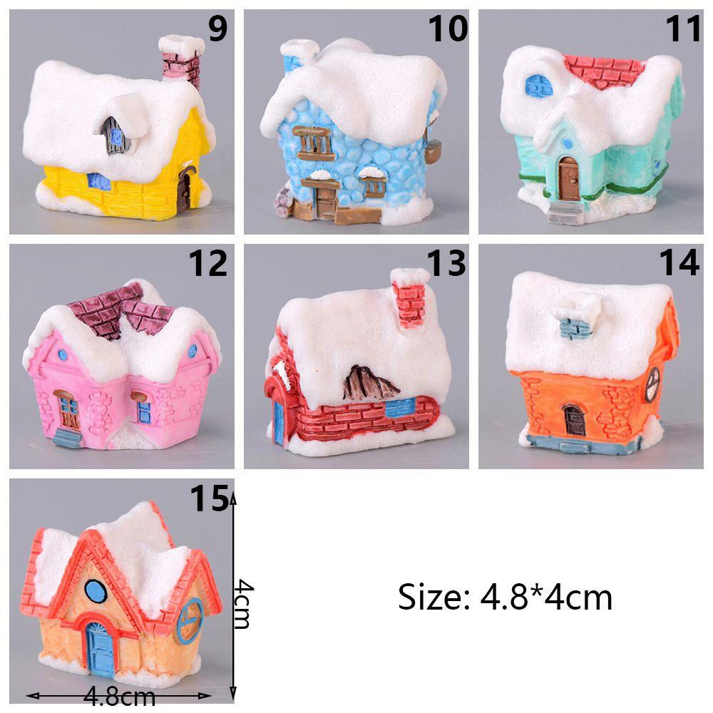 Micro Landscape Mini House Figurines Villa Model Miniature Snowcap Cottage Christmas Decorations