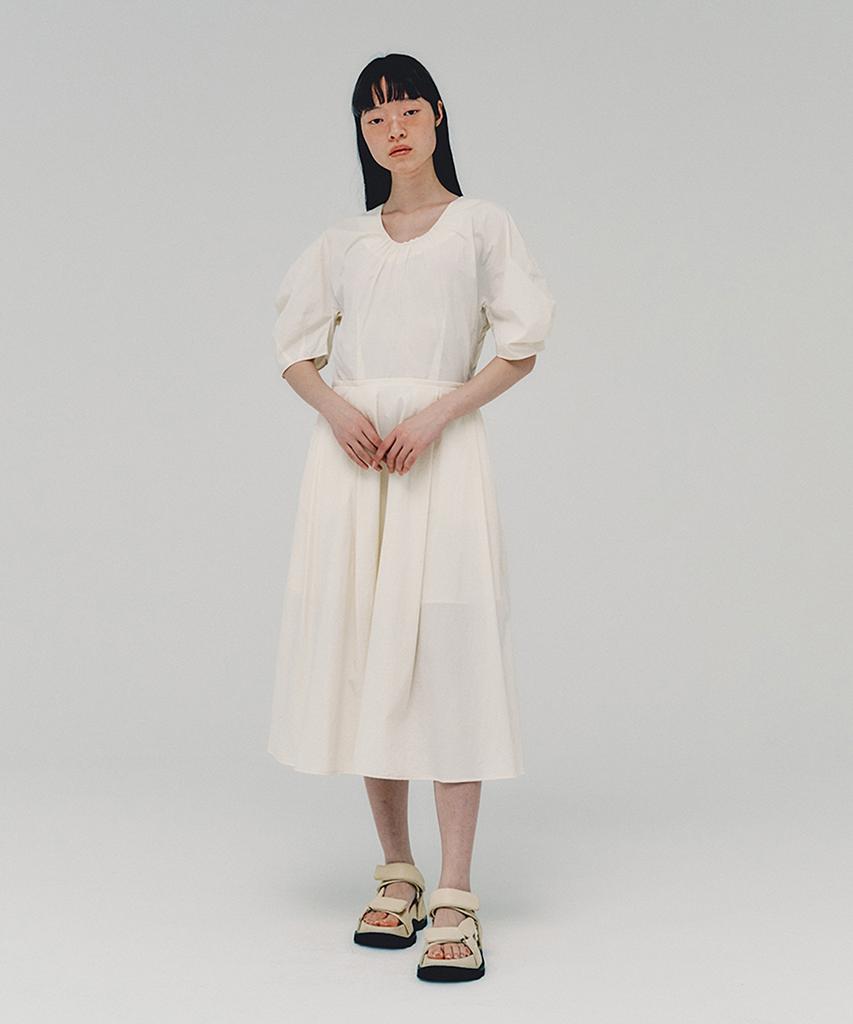 Awi Lantern Sleeve Dress_Cream