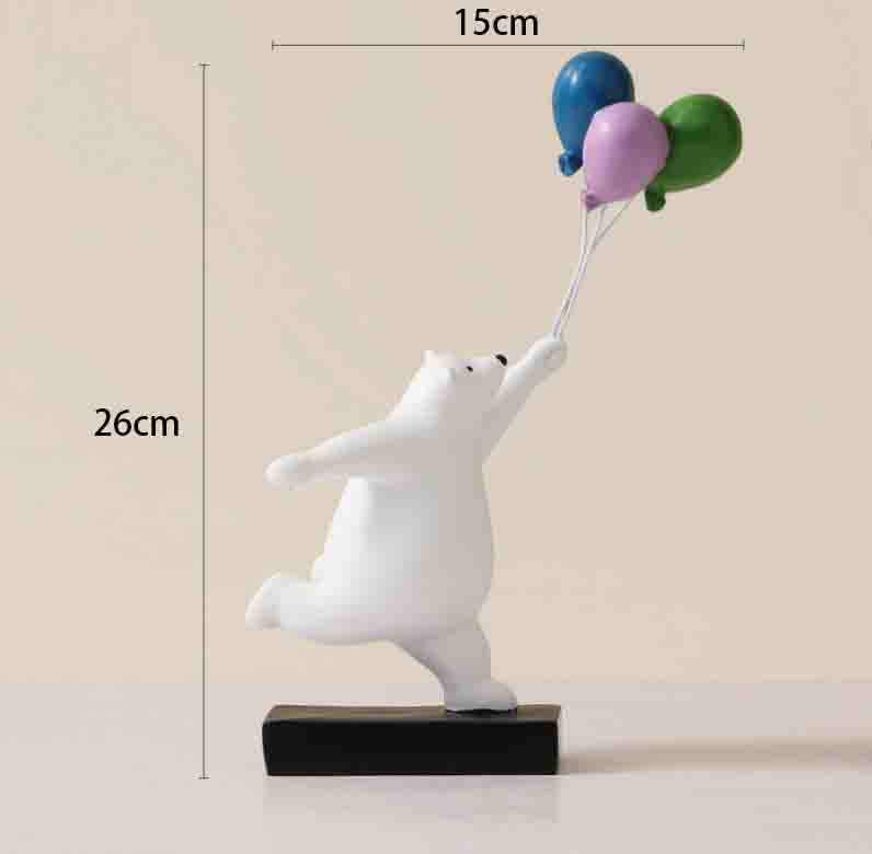 Modern Cute Multi Gesture Balloon Rabbit Bear Resin Statues Ornaments Children Room Accessories Home Cafe Desktop Figurine Decor
