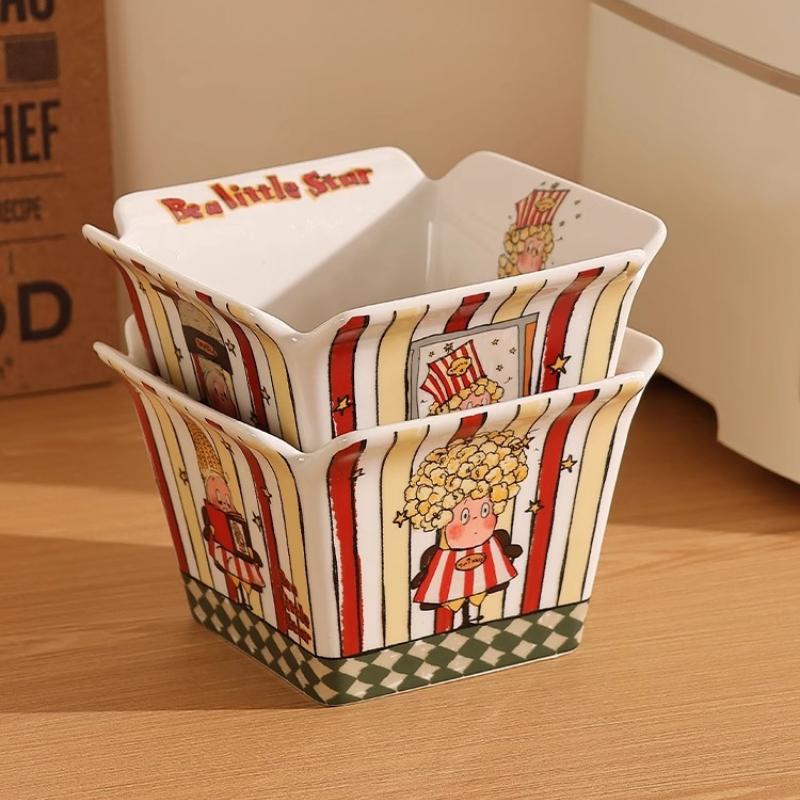 Ceramic Fruit Bowl High Aesthetic Value Childrens Snack Bowl Large Capacity Instant Noodle Bowl