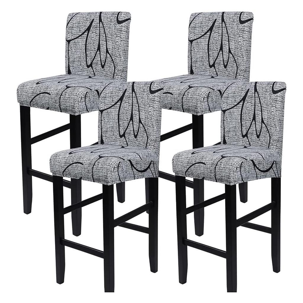 Printed Milk Silk Bar Stool High Chair Cover Elastic Bar Stool Cover Bar Table Hotel Club Low Backrest Cover