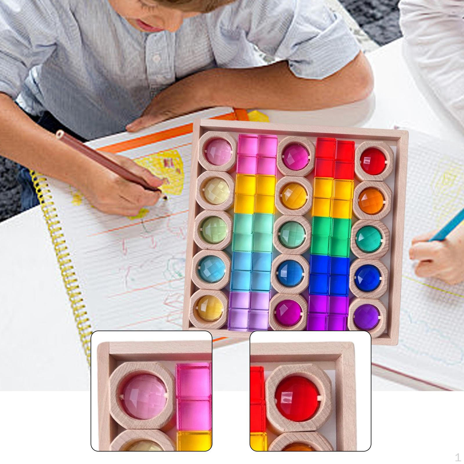 Stacking Game Building Blocks Set for Kids Smooth Cube Rainbow Acrylic Gemstone Cubes