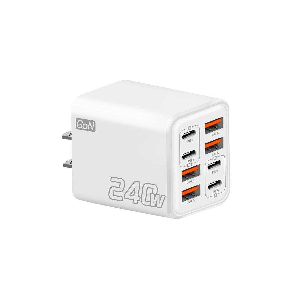 240W GaN USB Desktop Charger 8 In 1 Fast Charging Phone Charger For iPhone Samsung Xiaomi 17 Pro Max Type C Charger Wall Charger