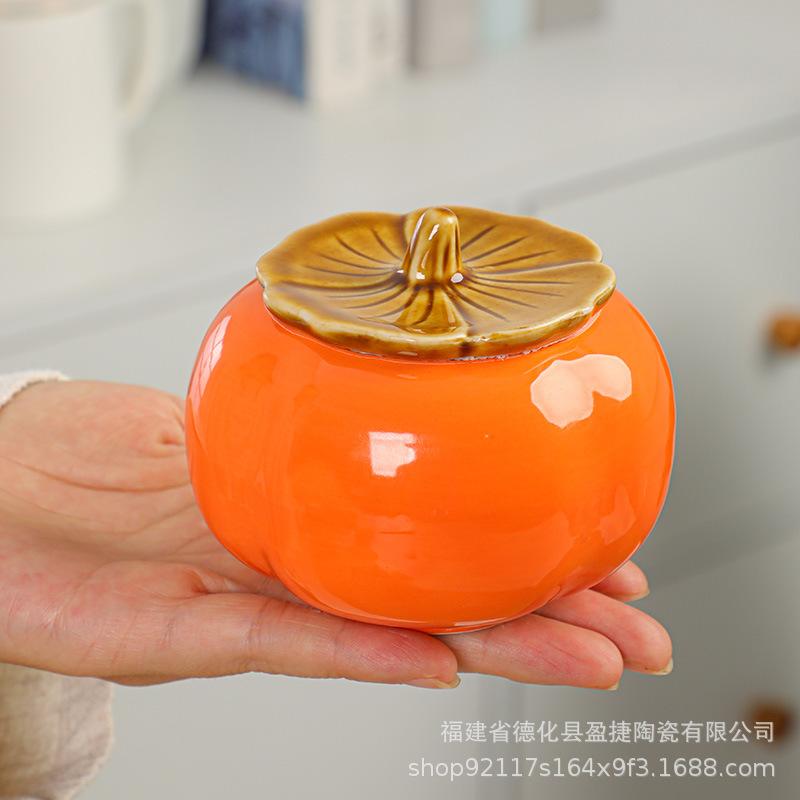 Persimmon Ruyi jar ceramic persimmon hi jar storage tea jar wedding gift sugar jar creative souvenir