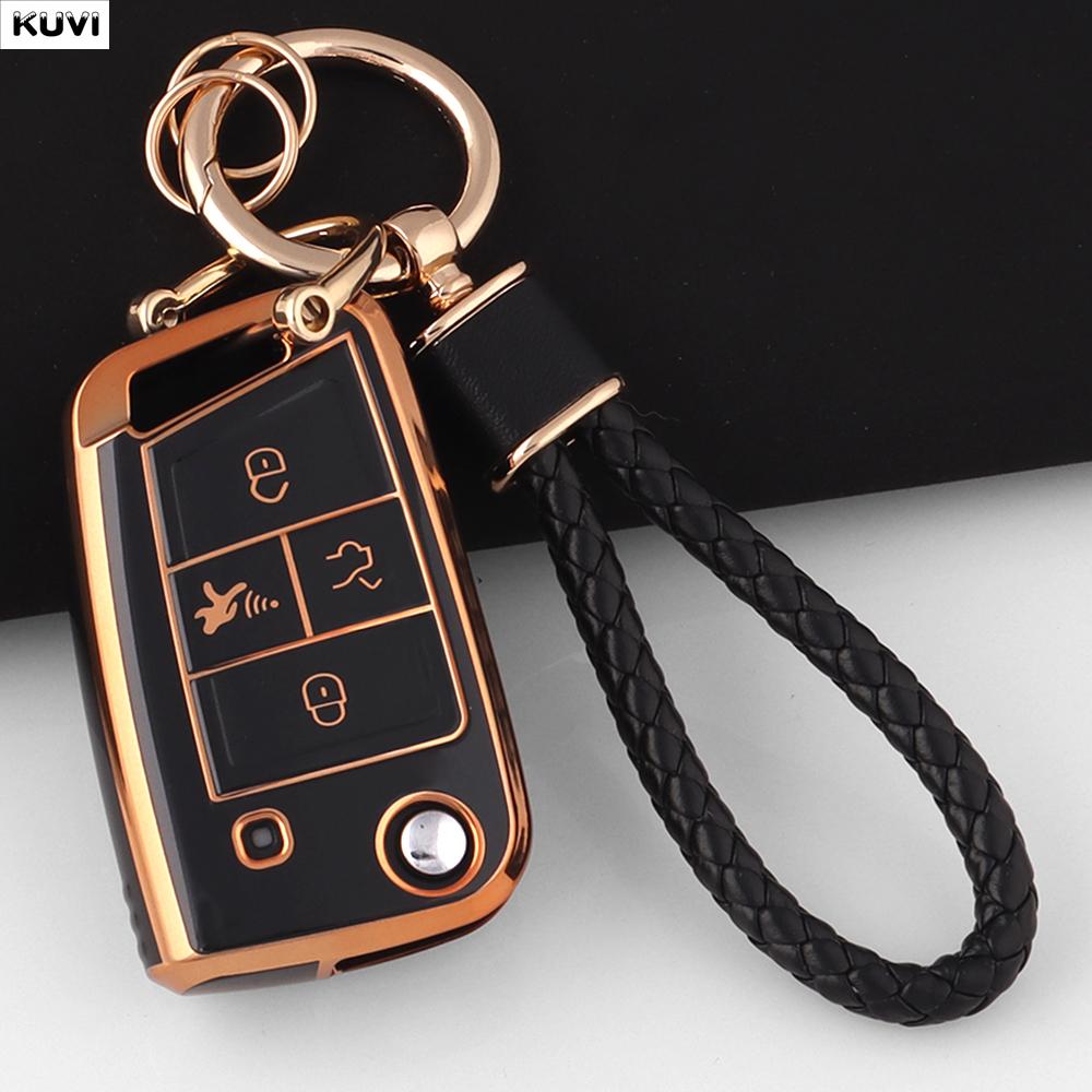 Tpu 3 4 Buttons Car Flip Key Case Cover For Vw Volkswagen Golf 7 Mk7 Tiguan Mk2 For Seat Ateca Leon Fr 2 Ibiza For Skoda Octavia