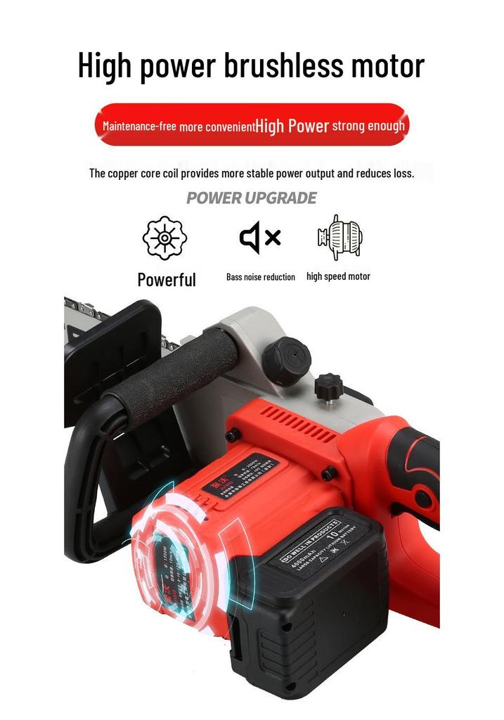 Wireless Lithium-ion Electric Chainsaw for Outdoor Pruning and Efficient Single-Hand Logging