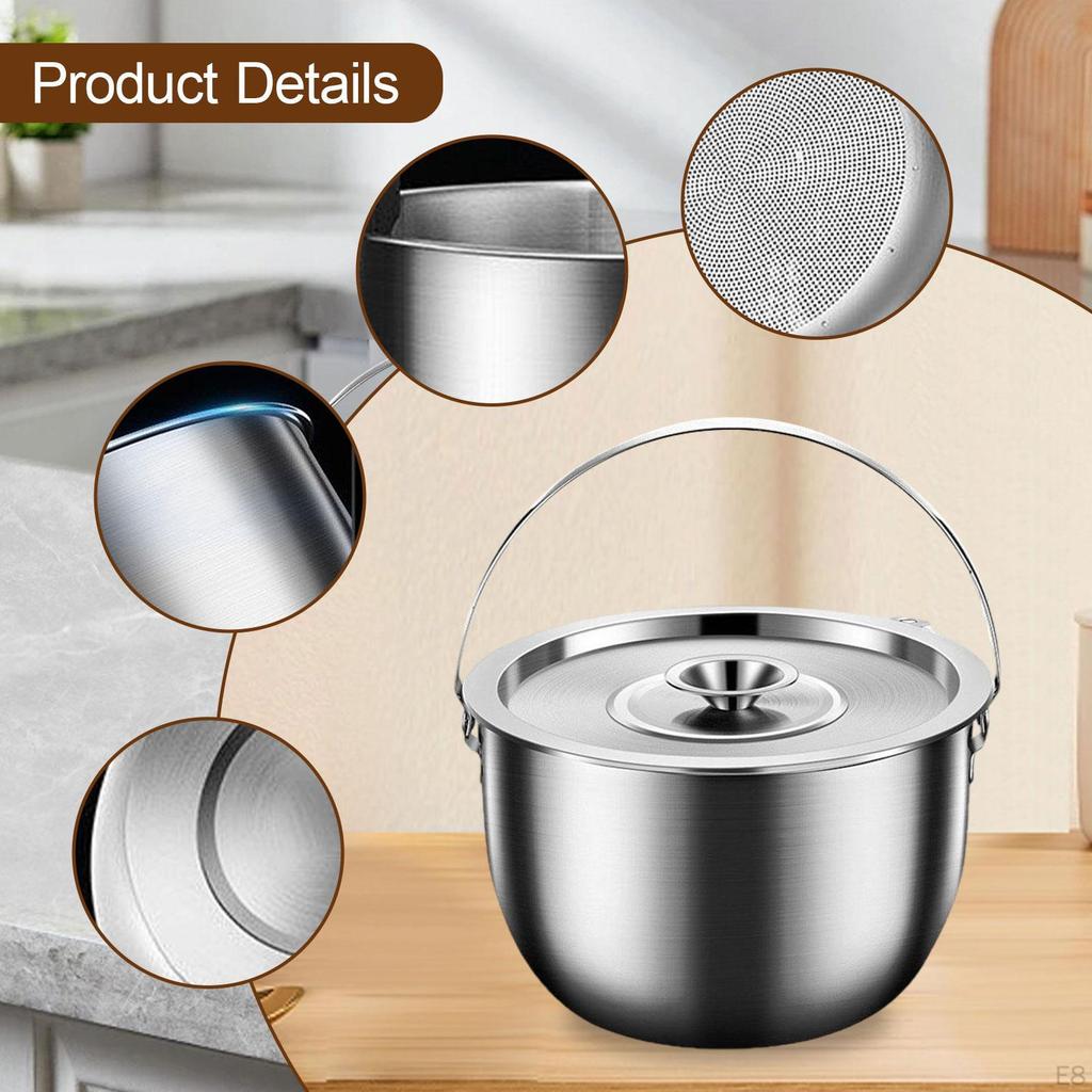 Camping Container Pot Multifunctional with Lid and Handle Camp Cookware for Restaurant BBQ Cooking