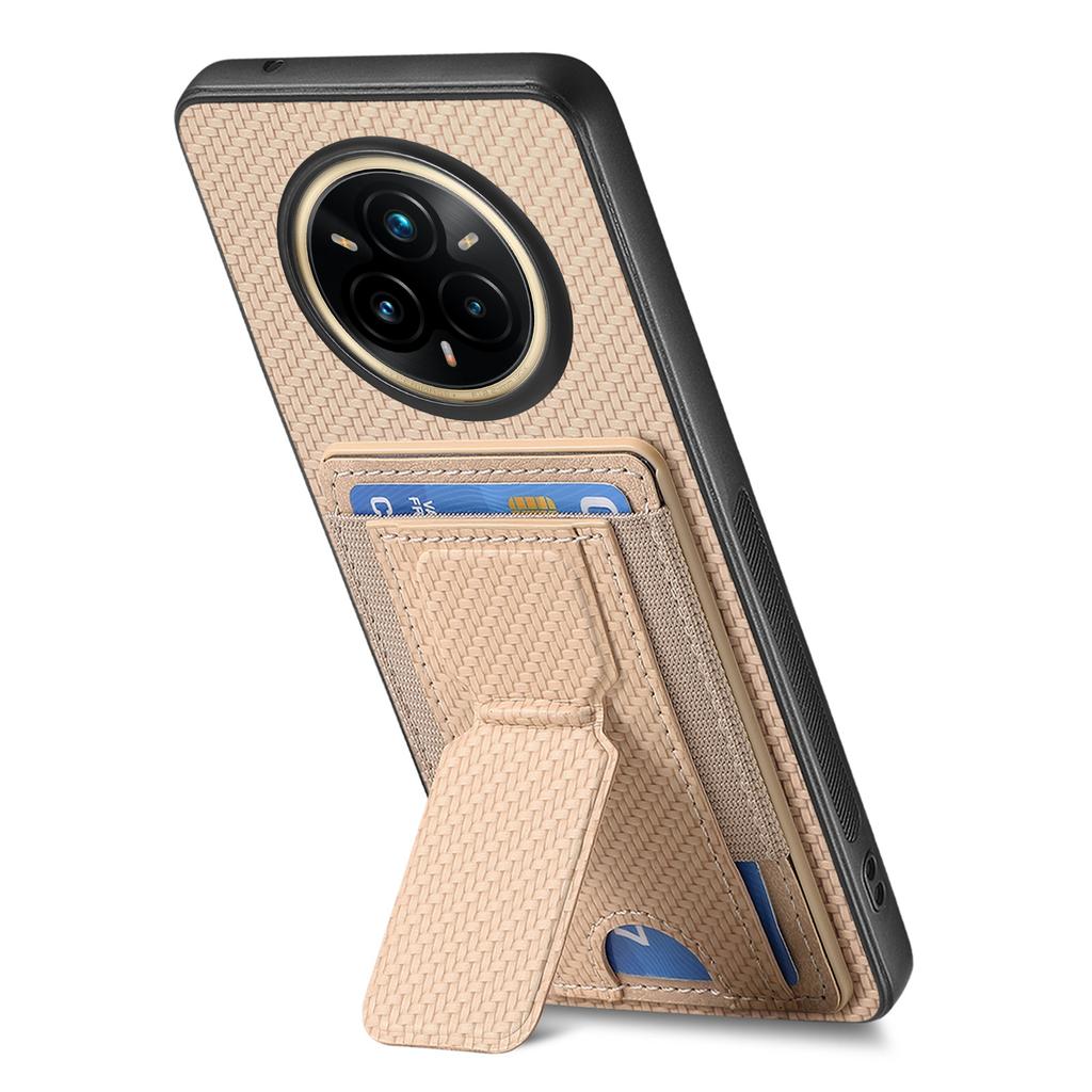 For Realme 14 Pro 5G Case with Card Holder Kickstand Fiber Pattern Leather Back Cover