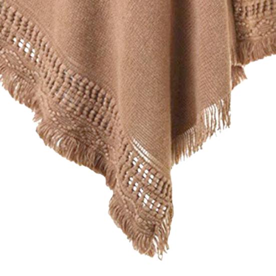 Women Cape Coat Solid Color Tassels Shawl Wrap Sweater Bohemian Style Spring Shawl Coat for Dating