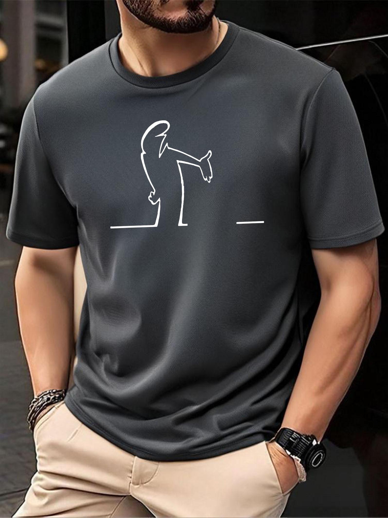 2025 Summer Breathable Mesh Athletic T-shirt - Navy Blue with White Golf Swing Graphic Print XXL