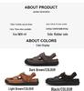 Men's Hand-Stitched Cowhide Leather Sandals with Soft Sole, Large Size Beach Shoes