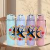 1PC Swallow Bird Floral Mandala 750ml Color Plastic Sports Water Bottle Leakproof Flip Straw Lid Suitable for Sports Office Home Use