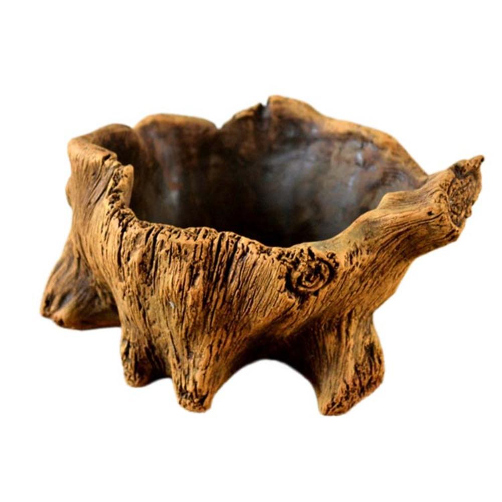 Home Decoration Imitation Wood Flowerpot Cement Pile Log Planter for Herbs Strawberries