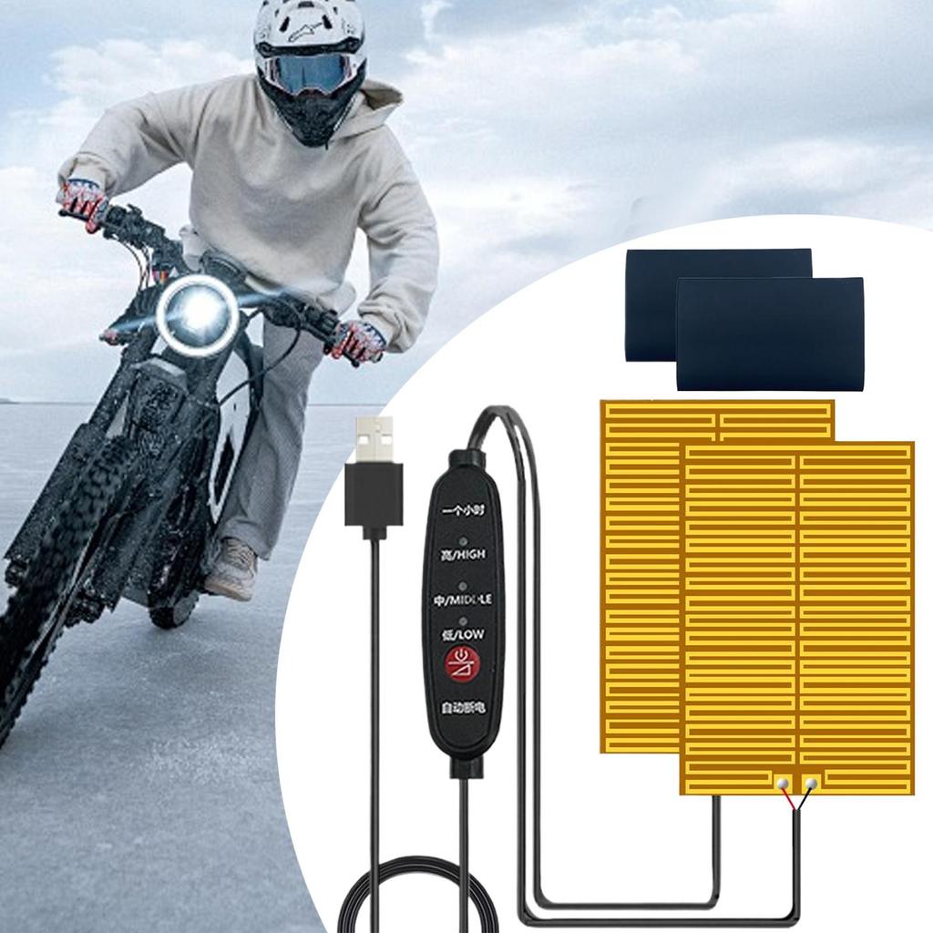 Heated Motorcycle Grips 3-Temp Wrap Non-Slip Adjustable Portable Handle Bar Grips For Winter Outdoor Riding Biking Touring