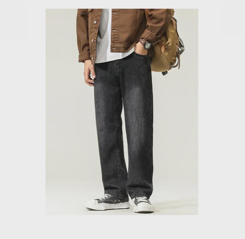 2024 Trendy American Men's Retro Straight-Leg Jeans - Fashionable, Loose-Fit, High-Street Style