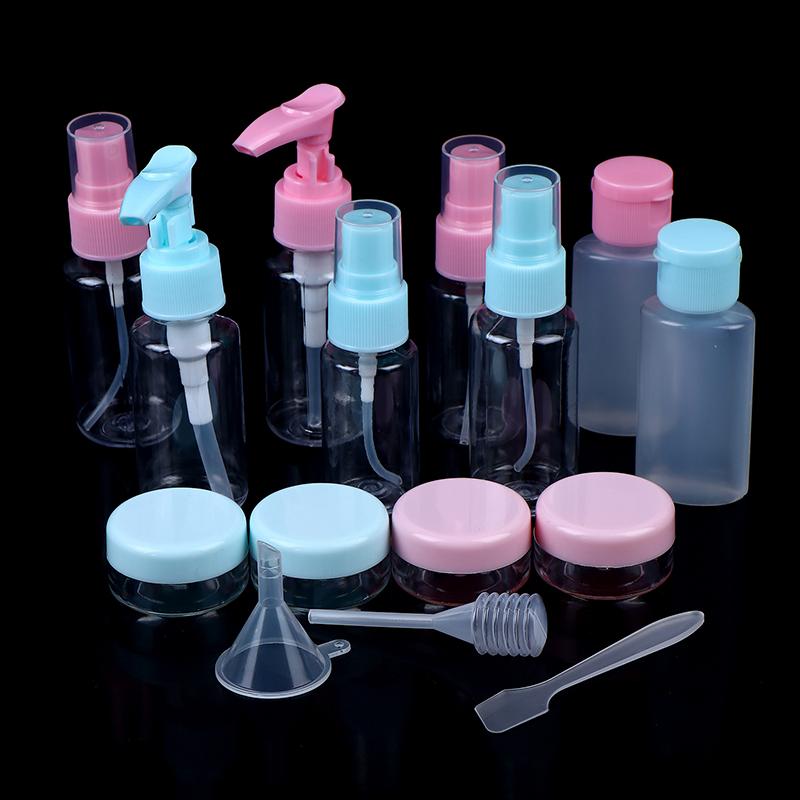 11Pcs Travel Refillable Bottle Set Cosmetic Lotion Toner Spray Shampoo Essentials Cream Bottle Empty Container For Toiletries