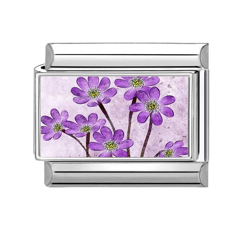 Romantic Flower Purple Flower Hyacinth Italian Charms Fit 9mm Stainless Steel Bracelet DIY Jewelry Gift